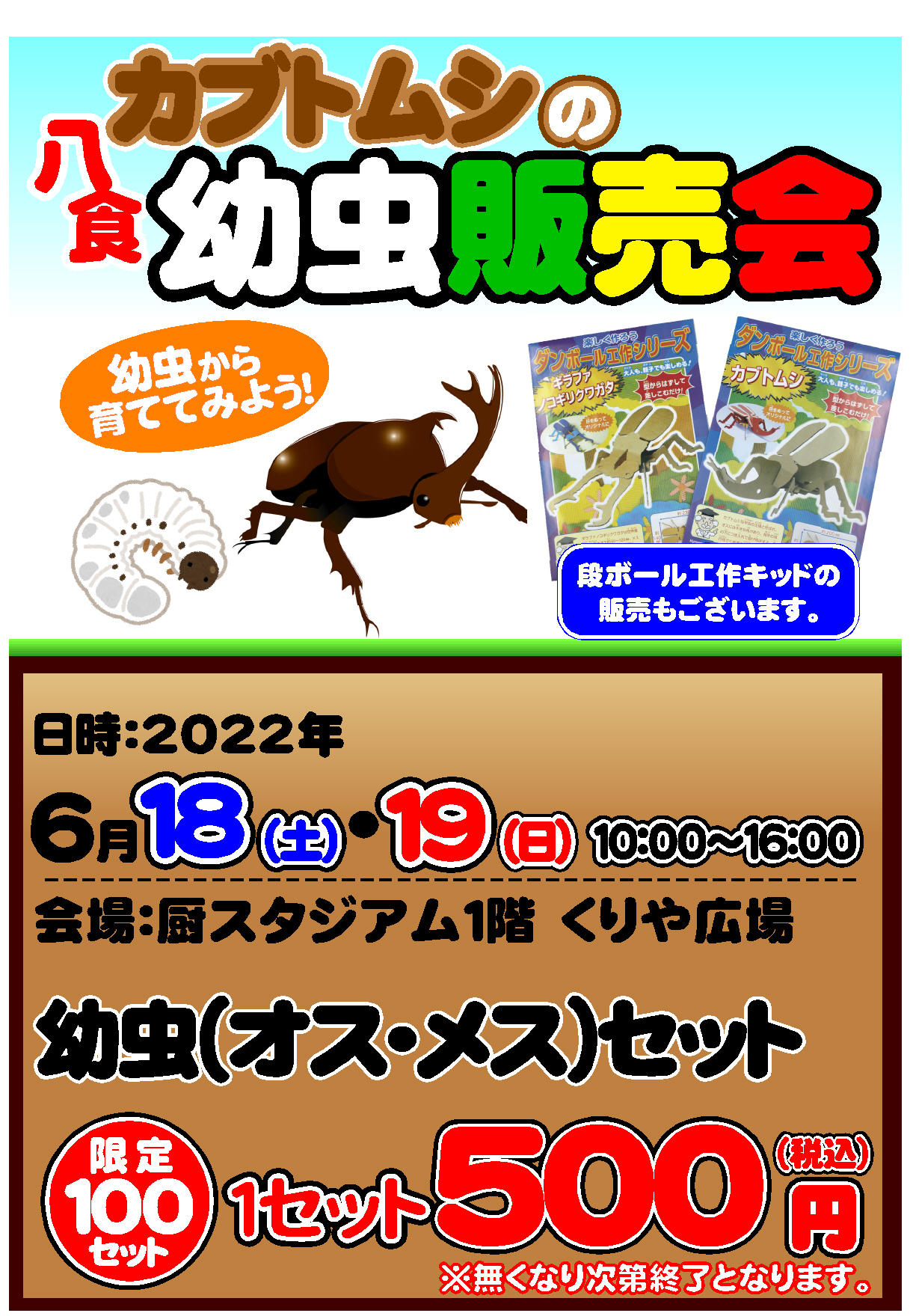 カブトムシの幼虫販売会in八食センター