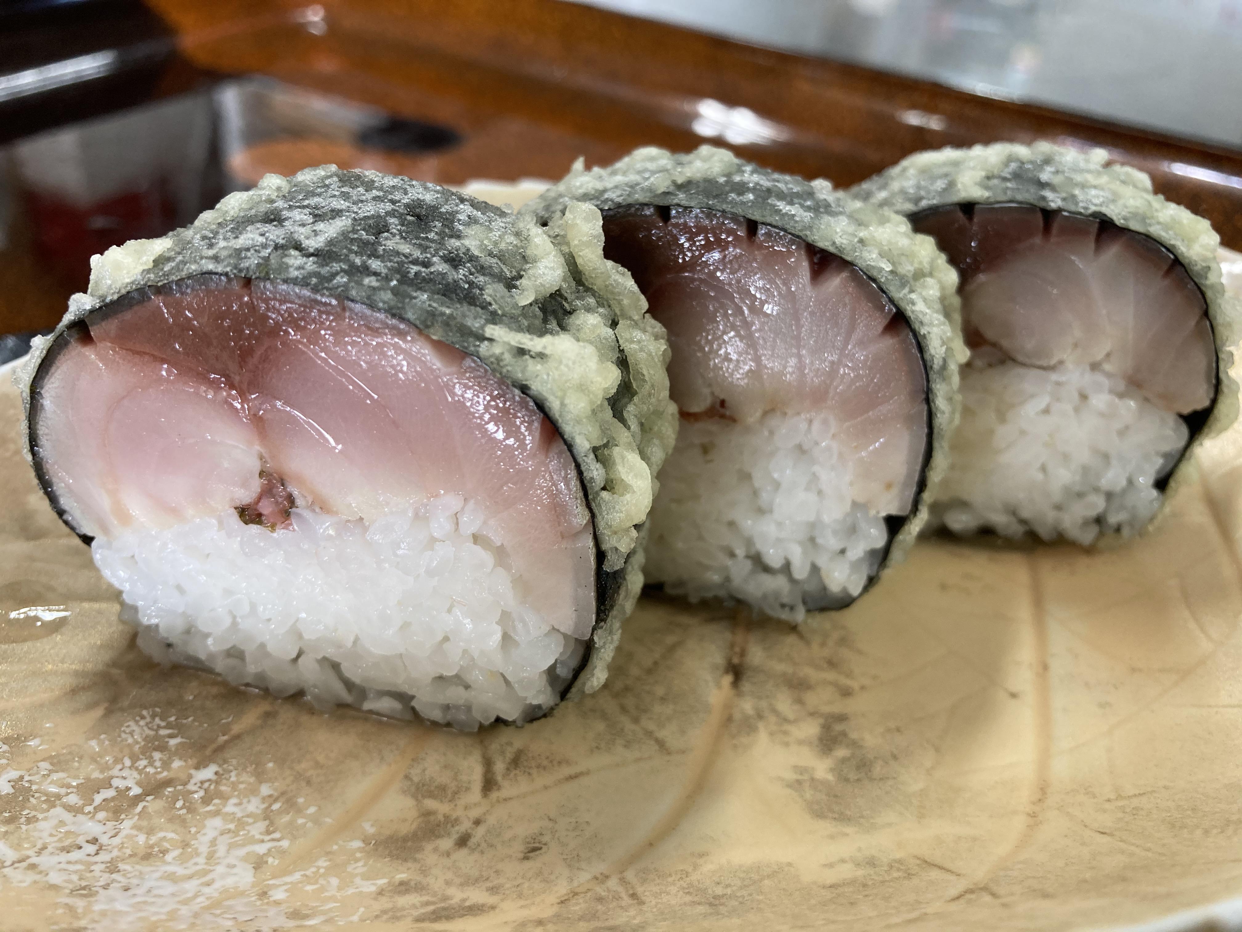 〆鯖の棒寿司天ぷら